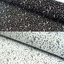 Polycotton Fabric Music Musical Notes Monochrome Sheet Music