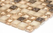 Mosaik Fliese Glasmosaik Natursteinmosaik/Resin beige mix Wand Bad - 92-1207_b