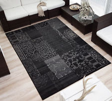 Design Velours Kurzflor Teppich »Bombay« Patchwork-Look Ornament schwarz grau