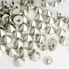 Screw Back Spikes Silver 6mm Polished Metal Stainless Steel Cone Studs Rivet