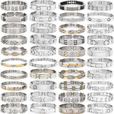 nouveau Gourmette Acier Inoxydable Caoutchouc Argent noir Bijoux Hommes garçon H