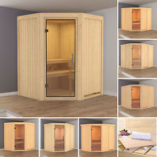 Karibu Sauna Saunahaus Innensauna Massivholzsauna 68mm Holz mit Ofen 9kW Set