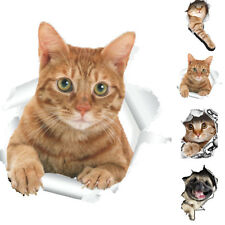 Sticker Mural Autocollant 3D Chien Chat Imperméable Décor Salle De Bains Chambre