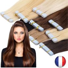 EXTENSION TAPE BANDE ADHESIVE CHEVEUX 100% NATURELS REMY HAIR 53 CM AUX CHOIX