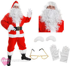 DELUXE 10 PIECE SANTA CLAUS SUIT PLUSH FATHER CHRISTMAS COSTUME XMAS FANCY DRESS