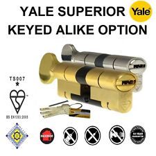 Yale Superior Euro Profile Cylinder Locks Keyed Alike Option Double / Key & Turn
