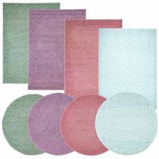 Shaggy Teppich Pastell Hochflor Einfarbig Uni Rechteckig Rund Läufer Wohnzimmer 