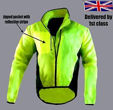 CYCLING JACKET HIGHLY VISIBILE HI VIZ WINDPROOF WATERPROOF BREATHABLE WALKING  