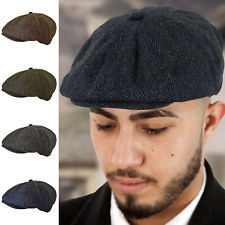 PEAKY BLINDERS TOMMY SHELBY WOOL BLEND HERRINGBONE BAKERBOY NEWSBOY FLAT CAP HAT