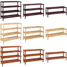 2 3 4 Tier Shoe Rack Slated Dark Oak Natural Walnut Wood Footwear Storage Unit