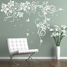 Butterfly Vine Flower Vinyl Wall Art Stickers, Wall Decals, Wall Graphics