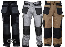 Black Grey Khaki Heavy duty Combat Mens Cargo Trousers Work Pent knee pad pocket