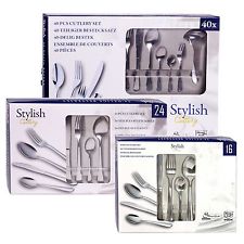 16, 24 or 40 Piece Stylish Kitchen Stainless Steel Cutlery Set Tableware Dining
