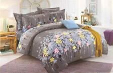 Winter in Bloom Floral Design Duvet Cover Bedding Set with Pillowcases Grey/Blue