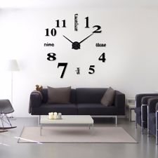 DIY 3D Horloge Murale Pendule Grand Silence Trendy Montre Art Decor Salon Maison