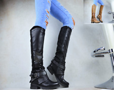 NEU DESIGNER DAMENSCHUHE BIKER BOOTS STIEFEL SCHNALLEN NIETEN GEFÜTTERT