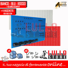 PANNELLO PORTAUTENSILI FORATO 100x50 KIT CON GANCI VASCHETTE OFFICINA V. COLORI