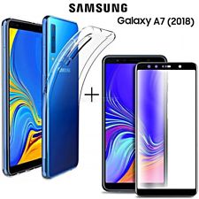 COVER per Samsung Galaxy A7 2018 CUSTODIA + PELLICOLA VETRO TEMPERATO CURVO 5D