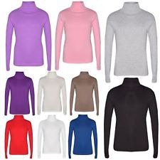 Kids Girls Polo Neck T Shirt Thick Cotton Turtleneck Jumper Long Sleeve Top 2-13
