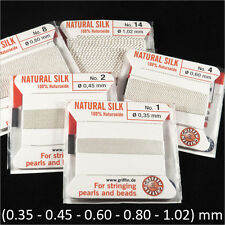 Fil de soie 100% naturelle pour collier de perles 2m blanc + aiguille d’enfilage