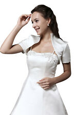 HBH Brautmoden Bolero Jacke aus Satin mit Kragen und kurzen Ärmeln weiß u. Ivory