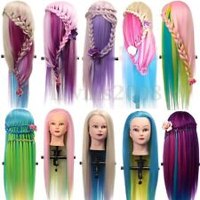 Professionnel 27" Tête À Coiffer Cheveux Couleur Long Naturel Coiffure Mannequin