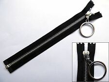 Zip, Zipper, Hanging Ring Puller, Open End, Separating, Metal, YKK, Black