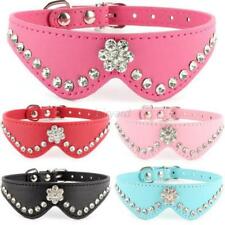 Dog Petit Chien Chat Collier Crystal Strass Pu Cuir Collier Fleur Forme Réglable