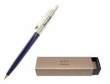 Personalised Engraved Parker Jotter Blue Gold Trim  And Gold End Ballpoint Pen