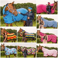 PONY COB HORSE SHOW TRAVEL STABLE COOLER SHEET PRINTED FLEECE COMBO RUG AL SIZES