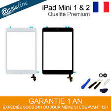 VITRE ECRAN TACTILE COMPLETE POUR IPAD MINI 1 & 2 NOIR BLANC + OUTILS + ADHESIF 