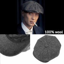 Quality 100% Wool Peaky Blinders Cap Gatsby Newsboy Grey Harris Tweed Hat