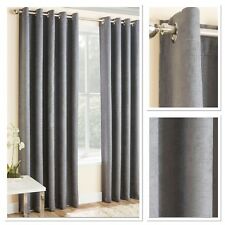 Vogue Woven Textured Blockout/Thermal Fully Lined Eyelet Curtains Grey