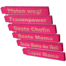 TE-Trend Zollstock Pink Meterstab Gliedermaßstab Maßstab Holz 2 m Gravur Spruch
