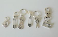 6 craft & sewing themed Knitting Crochet Row Round Stitch place Marker Keeper 