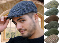MENS TWEED CHECK VINTAGE HERRINGBONE WOOL MIX FLAT CAP GATSBY BAKER BOY NEWSBOY