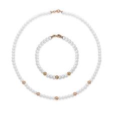 Parure Perle FuJiKo Collana + Bracciale Argento 925% Gold Rosè MADE IN ITALY
