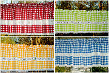 karierte Bistrogardine Landhausstil mit Klöppelspitze verschiedene Farben