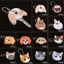 1X Mignon Chiot Pug Chat Lapin clé Housse Casquette porte-clé Porte-clés PVC