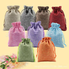 5-100x Toile Jute Bijoux Lin Pochette Cordon Cadeau Mariage Sac Faveurs Bags