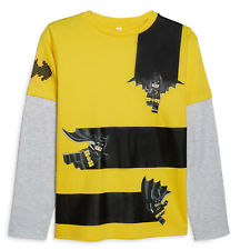 Licensed Lego Batman DC Comics Long Sleeves T-shirt for Boys, Yellow and Grey 