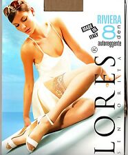 LORES hauchdünne halterlose Strümpfe transparent Silikon Farben Riviera 8 den 