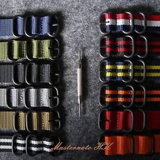 ZULU Épaisseur1.8mm Nylon Montre-Bracelet Nato Sangle Noir PVD 5Ring Boucles