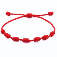 Pulsera roja de 7 nudos de la suerte para hombre o mujer de hilo bracelets