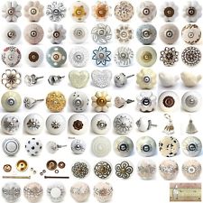 White cream ceramic knobs drawer pulls cupboard door knobs porcelain china