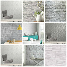 Grey Wallpaper | Brick Stone Slate Wood | Feature Wall | 3D Wallpaper 