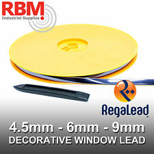 REGALEAD 50mtr SELF ADHESIVE OVAL WINDOW LEAD, NATURAL, ANTIQUE, WHITE & GOLD