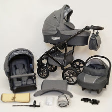 Poussette - Landau 3en1 + SIEGE AUTO + ROUES PIVOTANTES + GRATUIT garantie