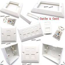RJ45 Network Cat5e Cat6 1 & 2-Gang Modular Face Plate Back Box Keystone Jack Lot