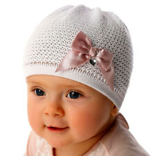 Marika Baby Mädchen Mütze Strickmütze Sommermütze Festlich Taufe Schleife Weiß